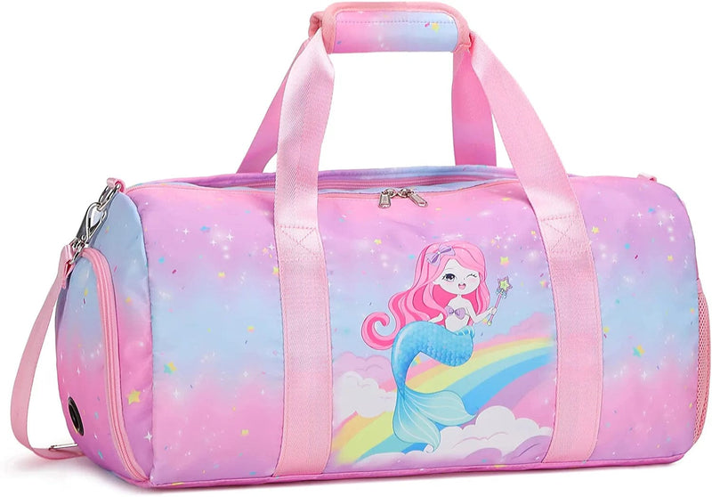 Travel Duffle Bag for Kids Girls Unicorn Weekender Bag Overnight Bag for Girls Water Resistant Sports Gym Bag with Shoe Compartment Wet Pocket Home & Garden > Household Supplies > Storage & Organization Meisohua Purple Mermaid  
