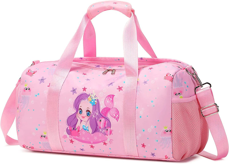 Travel Duffle Bag for Kids Girls Unicorn Weekender Bag Overnight Bag for Girls Water Resistant Sports Gym Bag with Shoe Compartment Wet Pocket Home & Garden > Household Supplies > Storage & Organization Meisohua Mermaid Pink  