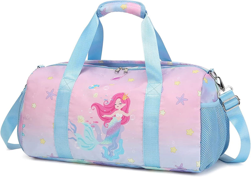 Travel Duffle Bag for Kids Girls Unicorn Weekender Bag Overnight Bag for Girls Water Resistant Sports Gym Bag with Shoe Compartment Wet Pocket Home & Garden > Household Supplies > Storage & Organization Meisohua Mermaid Blue  