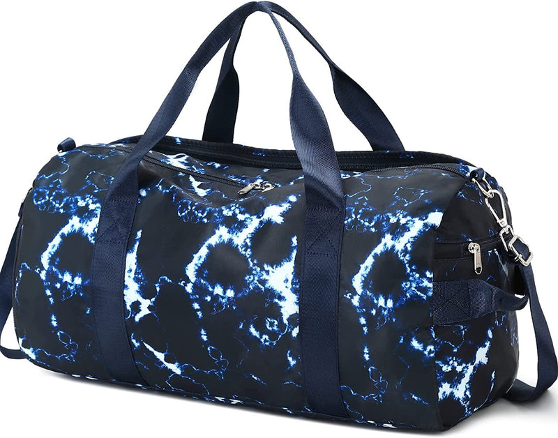 Travel Duffle Bag Weekender Overnight Bags Carry on Tote for Women Men Sports Gym Yoga Home & Garden > Household Supplies > Storage & Organization BTOOP Tie-dyed Blue and Black  