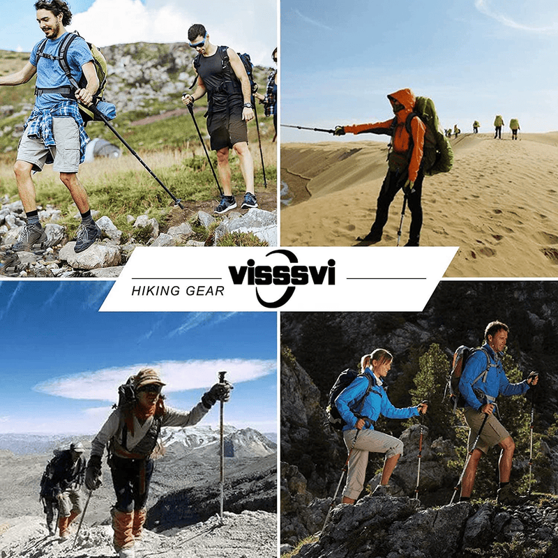 Travel Folding Trekking Hiking Pole with Carrying Case,Visssvi 2 Pack Durable 7075 Auminum Walking Stick , Adjustable Lightweight Collapsible Poles for Man Women Hiking Camping Sporting Goods > Outdoor Recreation > Camping & Hiking > Hiking Poles VISSSVI   
