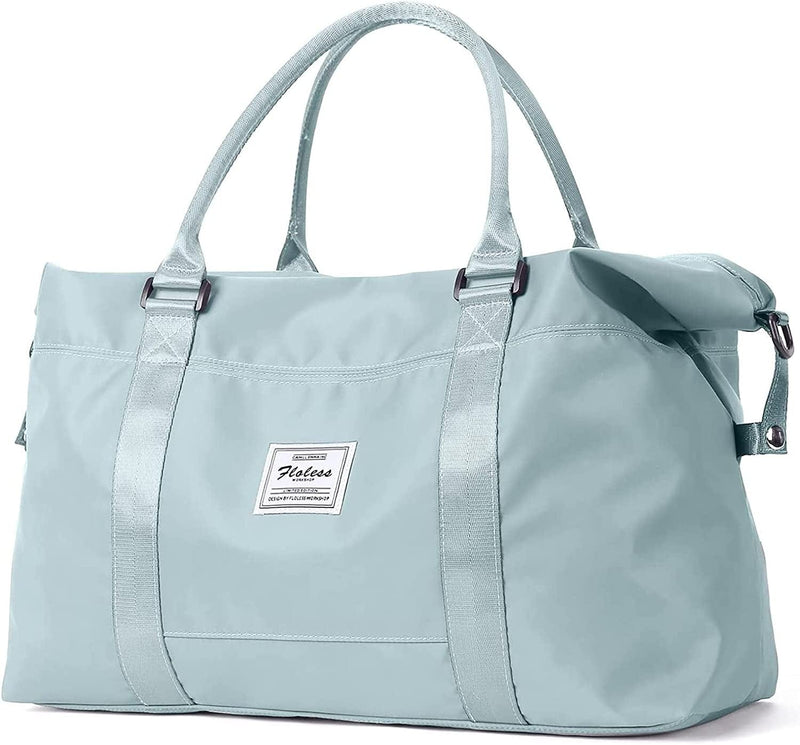 Travel Gym Bag for Women, LANBX Tote Bag Carry on Luggage Sport Duffle Weekender Overnight Bags with Wet Pocket (Dark Teal) Home & Garden > Household Supplies > Storage & Organization LANBX Light Blue  