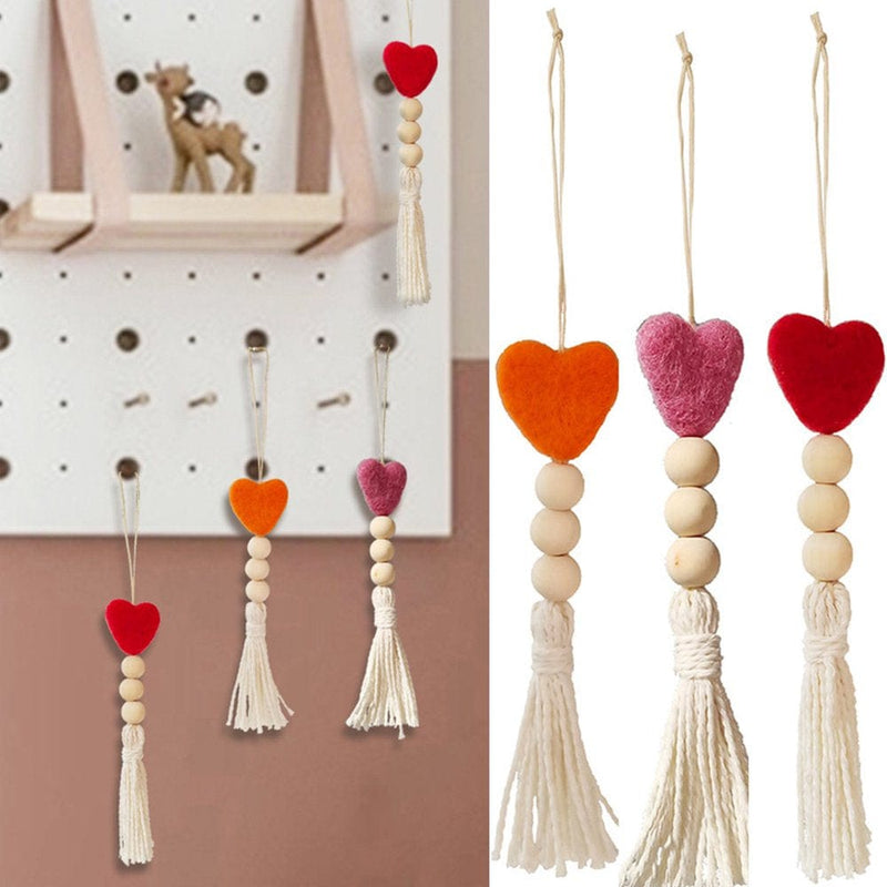 Travelwant 4Packs Valentine'S Day Tassel Garlands Decors Wooden Bead Heart Garlands Wall Hanging Rustic Farmhouse Beads Ornaments for Holiday Parties Decoration Home & Garden > Decor > Seasonal & Holiday Decorations Travelwant Purple*4pack  