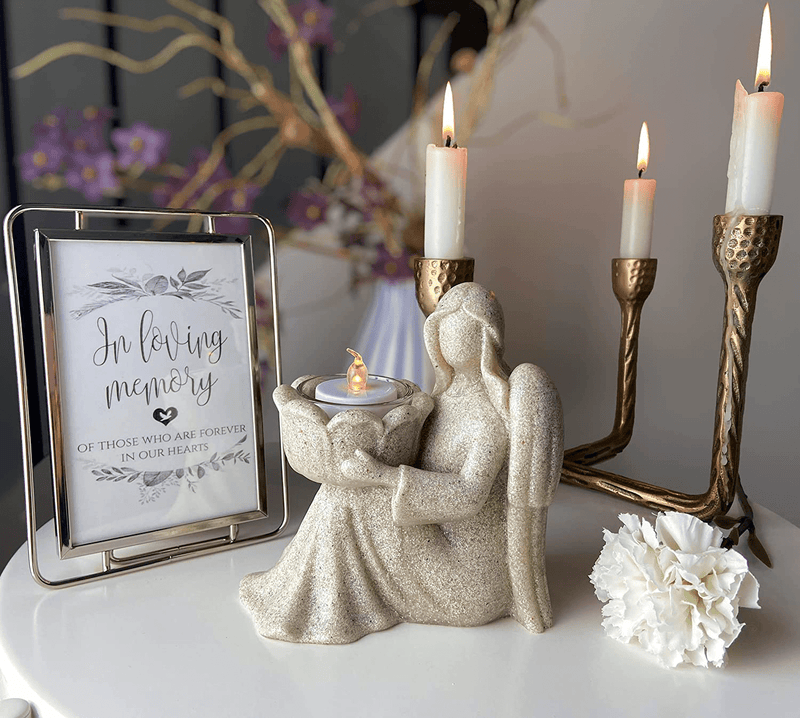 TrayClicks Memorial Gifts Sympathy Gifts for Loss of Loved One with LED Tealight Angel Candle Holder Bereavement Gifts, Grief, Grieving Gifts Condolence Gift Remembrance Funeral Gift in Memory of Loss Home & Garden > Decor > Home Fragrance Accessories > Candle Holders TRAYCLICKS   