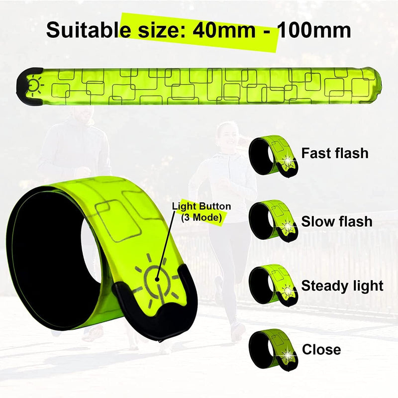 TRAYIU LED Safety Wristband Lights - 2 Pack Rechargeable Light up Arm Ankle Band Kids Magic Slap Glow Bracelets Reflective Belt High Visibility for Night Cycling Walking Joggers Running Gear Sporting Goods > Outdoor Recreation > Winter Sports & Activities TRAYIU   