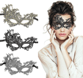 TreatMe Masquerade Mask - 3 Pack Women Venetian Mask Pretty Elegant Lady Lace Masquerade Halloween Mardi Gras Party Apparel & Accessories > Costumes & Accessories > Masks TreatMe Gold+silver+black  