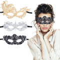 TreatMe Masquerade Mask - 3 Pack Women Venetian Mask Pretty Elegant Lady Lace Masquerade Halloween Mardi Gras Party Apparel & Accessories > Costumes & Accessories > Masks TreatMe Black+gold+sliver B  