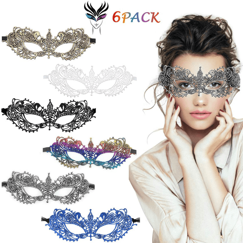 TreatMe Masquerade Mask - 3 Pack Women Venetian Mask Pretty Elegant Lady Lace Masquerade Halloween Mardi Gras Party Apparel & Accessories > Costumes & Accessories > Masks TreatMe Colorful a  