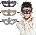 TreatMe Masquerade Mask - 3 Pack Women Venetian Mask Pretty Elegant Lady Lace Masquerade Halloween Mardi Gras Party Apparel & Accessories > Costumes & Accessories > Masks TreatMe Black+gold+sliver a  
