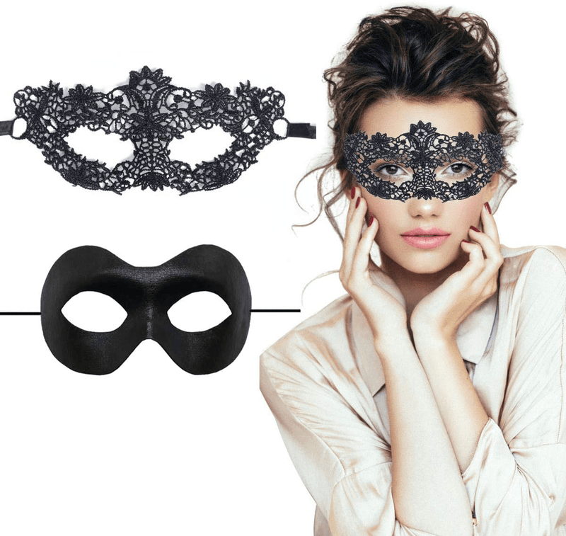TreatMe Masquerade Mask - 3 Pack Women Venetian Mask Pretty Elegant Lady Lace Masquerade Halloween Mardi Gras Party Apparel & Accessories > Costumes & Accessories > Masks TreatMe Black C  