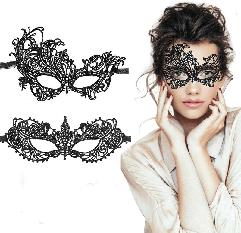 TreatMe Masquerade Mask - 3 Pack Women Venetian Mask Pretty Elegant Lady Lace Masquerade Halloween Mardi Gras Party