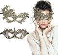 TreatMe Masquerade Mask - 3 Pack Women Venetian Mask Pretty Elegant Lady Lace Masquerade Halloween Mardi Gras Party Apparel & Accessories > Costumes & Accessories > Masks TreatMe Gold  