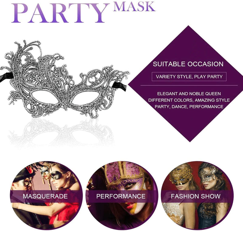 TreatMe Masquerade Mask - 3 Pack Women Venetian Mask Pretty Elegant Lady Lace Masquerade Halloween Mardi Gras Party Apparel & Accessories > Costumes & Accessories > Masks TreatMe   
