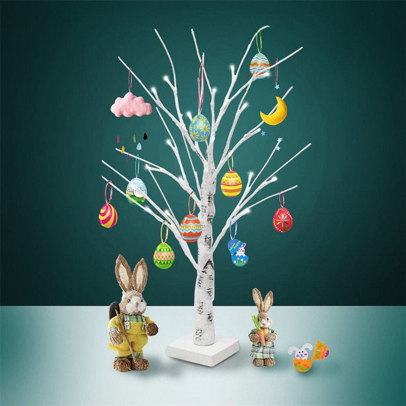 Tree Lights 60Cm Easter Tree with 24 LED Lights, Decorative Easter Eggs for Hang Ornaments Twig Tree Lamp Decorations