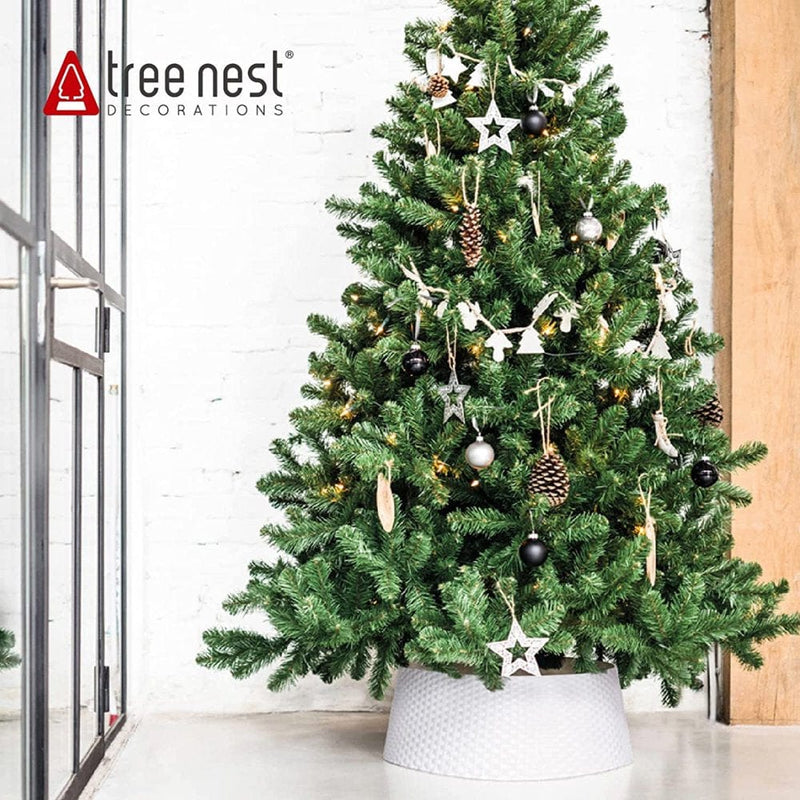 Tree Nest Large Christmas Tree Skirt for Artificial and Real Trees, White