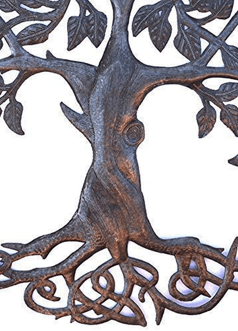 Tree of Life Metal Wall Art, Contemporary Iron Artwork Decor, Celtic Family Trees, 23 In. x 23 In. Round Modern Plaque, Handmade in Haiti,Fair Trade Certified, Signed By Wilson Etienne Home & Garden > Decor > Artwork > Sculptures & Statues It's Cactus   