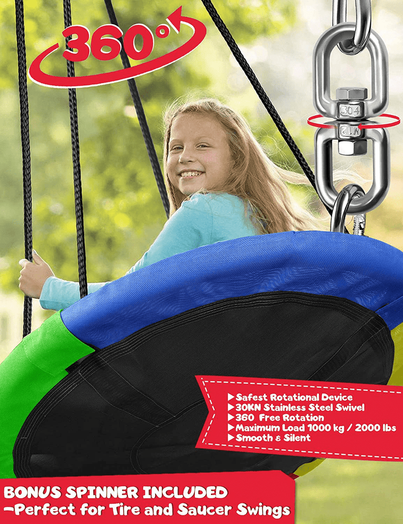 Tree Swing Set with 360° Swivel Safety Rotator 40" Saucer Swing Seat for Kids Backyard Outdoor (Multicolor) Home & Garden > Lawn & Garden > Outdoor Living > Porch Swings Happy Jump   