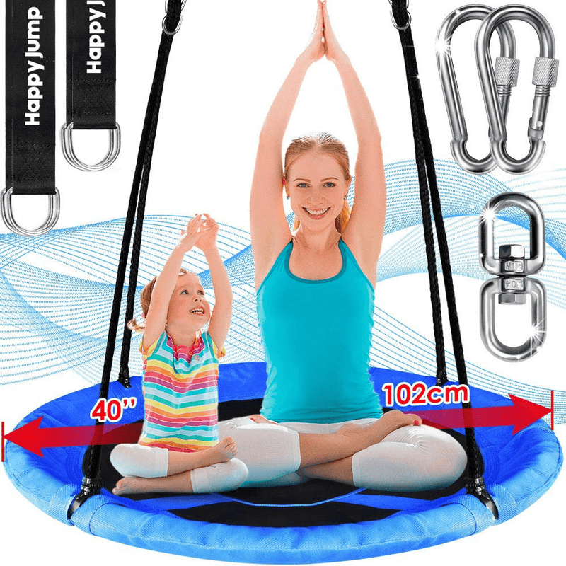 Tree Swing Set with 360° Swivel Safety Rotator 40" Saucer Swing Seat for Kids Backyard Outdoor (Multicolor) Home & Garden > Lawn & Garden > Outdoor Living > Porch Swings Happy Jump Ocean Blue  