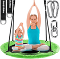 Tree Swing Set with 360° Swivel Safety Rotator 40" Saucer Swing Seat for Kids Backyard Outdoor (Multicolor) Home & Garden > Lawn & Garden > Outdoor Living > Porch Swings Happy Jump Spring Green  