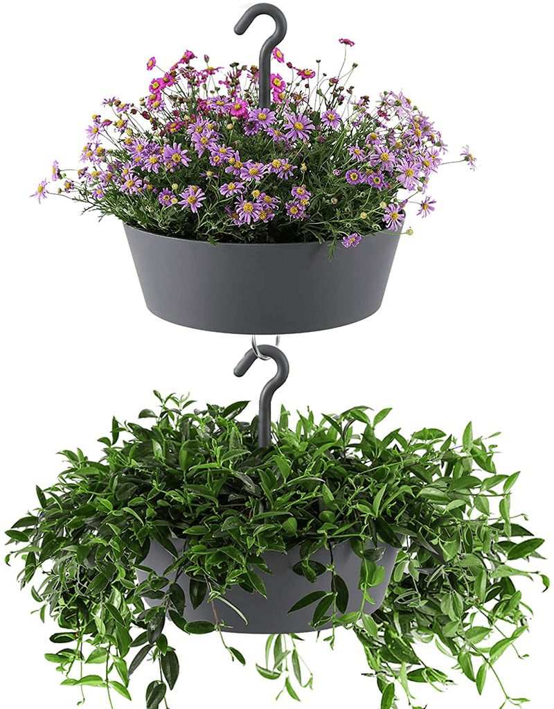 TreeNest Hanging Planters, Flower Plant Pots for Indoor/Outdoor Recyclable Plastic Hanging Baskets with Hook and Drain Hole Multifunction 3 in 1 Christmas Tree Stand Home & Garden > Decor > Seasonal & Holiday Decorations > Christmas Tree Stands Tree Nest Anthracite 10 Inch Round-2pcs 
