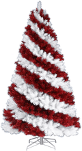 Treetopia Color Burst Rainbow 7 Foot 1213 Branch Tip Lightweight Artificial Hinged Full Bodied Unlit Holiday Christmas Tree with Premium White Stand Home & Garden > Decor > Seasonal & Holiday Decorations > Christmas Tree Stands Treetopia Candy Cane 7 feet 