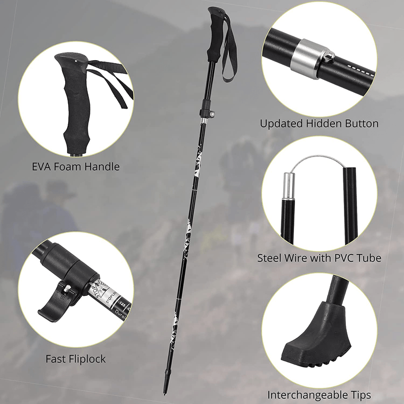 Trekking Poles Anbte 2 Packs Aluminum 7075 Collapsible Walking Pole with Adjustable Quick Locks Hiking Sticks Strong Expandable to 53 Inch Ultralight for Hiking Camping Backpacking Men Women Sporting Goods > Outdoor Recreation > Camping & Hiking > Hiking Poles Anbte   