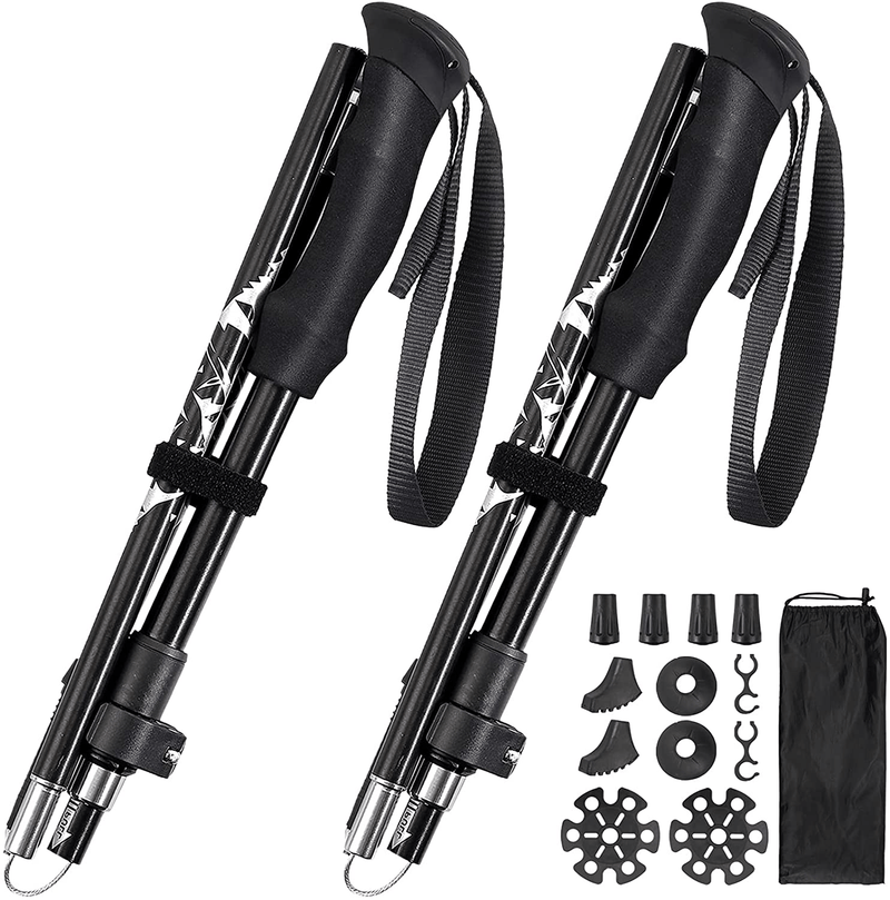 Trekking Poles Anbte 2 Packs Aluminum 7075 Collapsible Walking Pole with Adjustable Quick Locks Hiking Sticks Strong Expandable to 53 Inch Ultralight for Hiking Camping Backpacking Men Women