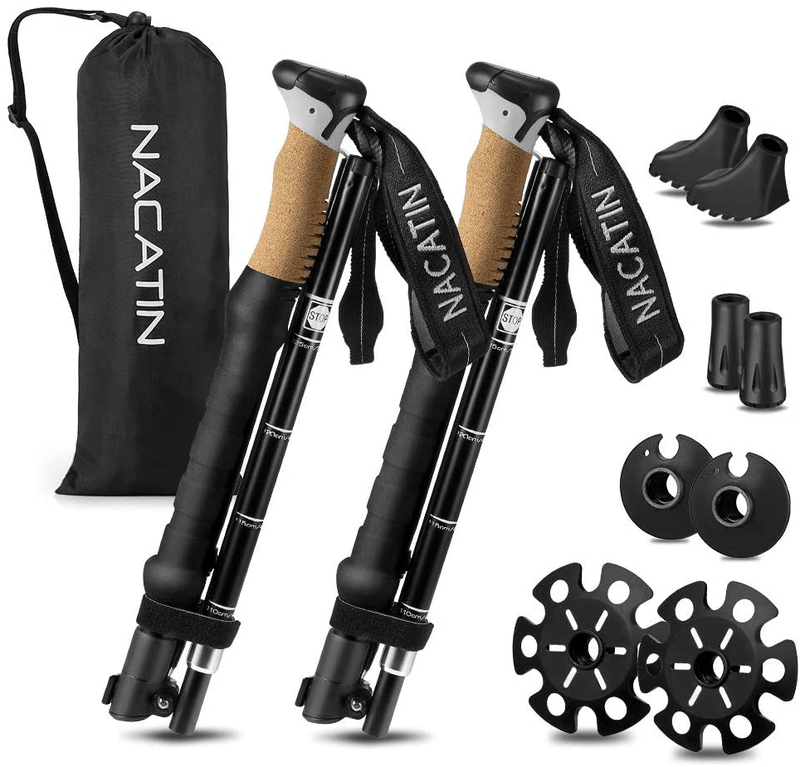 Trekking Poles Collapsible Hiking Poles,2 Pack Aluminum Alloy 7075 Backpacking Walking Sticks ,Antishock and Quick Lock System, Telescopic, Collapsible, Ultralight for Hiking, Camping Sporting Goods > Outdoor Recreation > Camping & Hiking > Hiking Poles NACATIN   