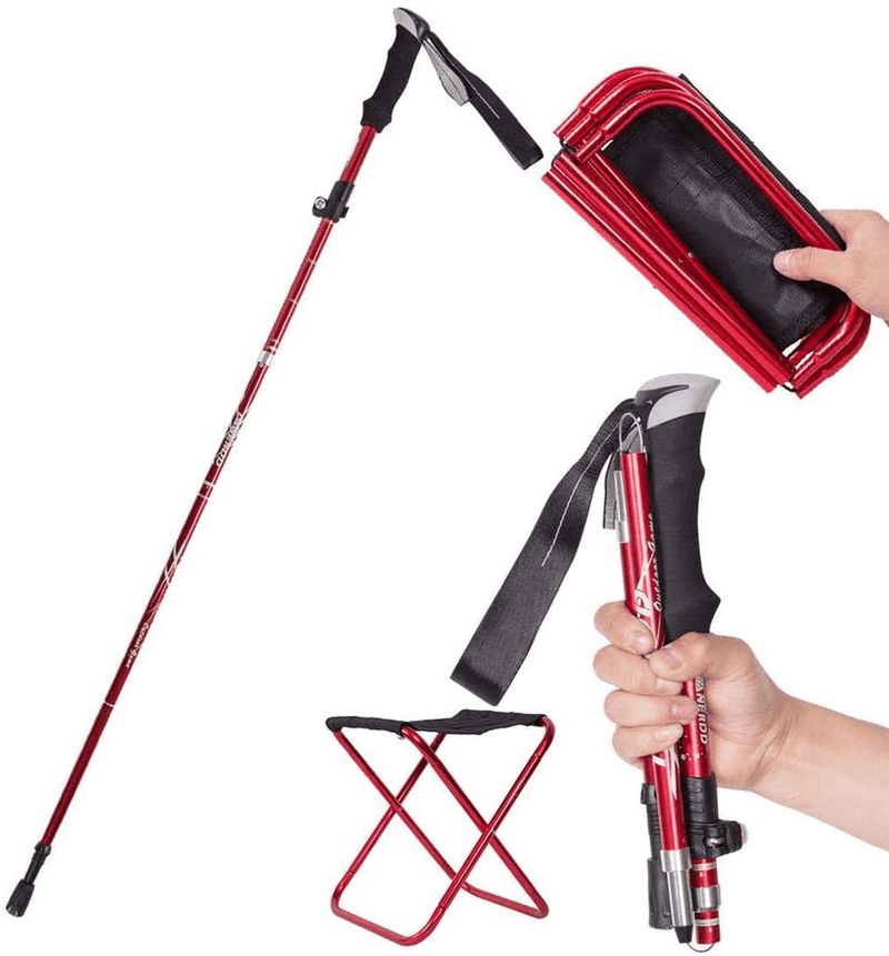 Trekking Poles - Ultralight Carbon Fiber Walking or Hiking Sticks with Portable Folding Camp Stool, Adjustable Walking Stick Portable Mobility Aid for Women Men Hikers Gift Sporting Goods > Outdoor Recreation > Camping & Hiking > Hiking Poles ievei   