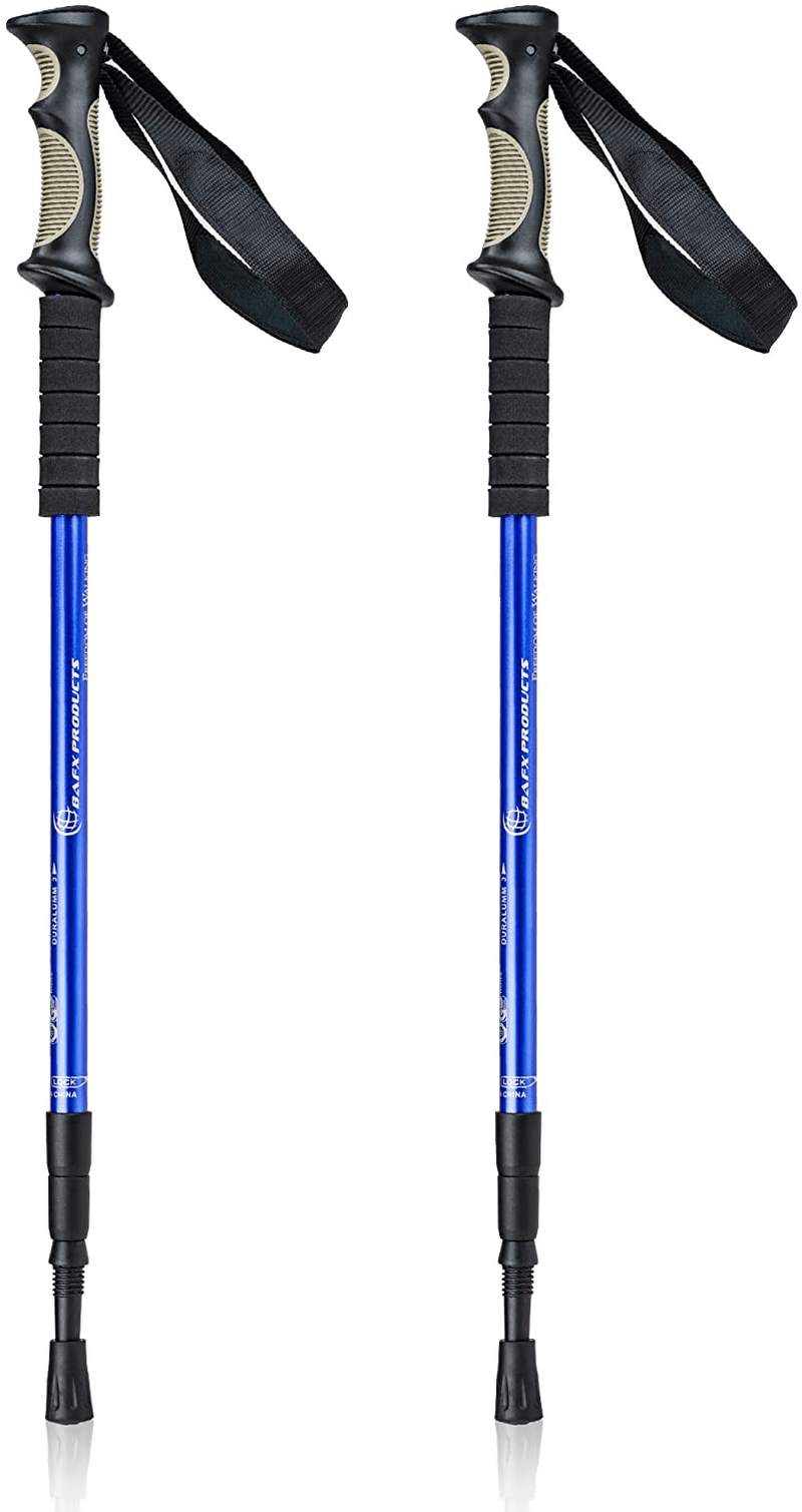 Trekking Walking Hiking Poles Adjustable for All Heights, Durable & Lightweight Aluminum by BAFX Products Sporting Goods > Outdoor Recreation > Camping & Hiking > Hiking Poles Bafx Products Blue  
