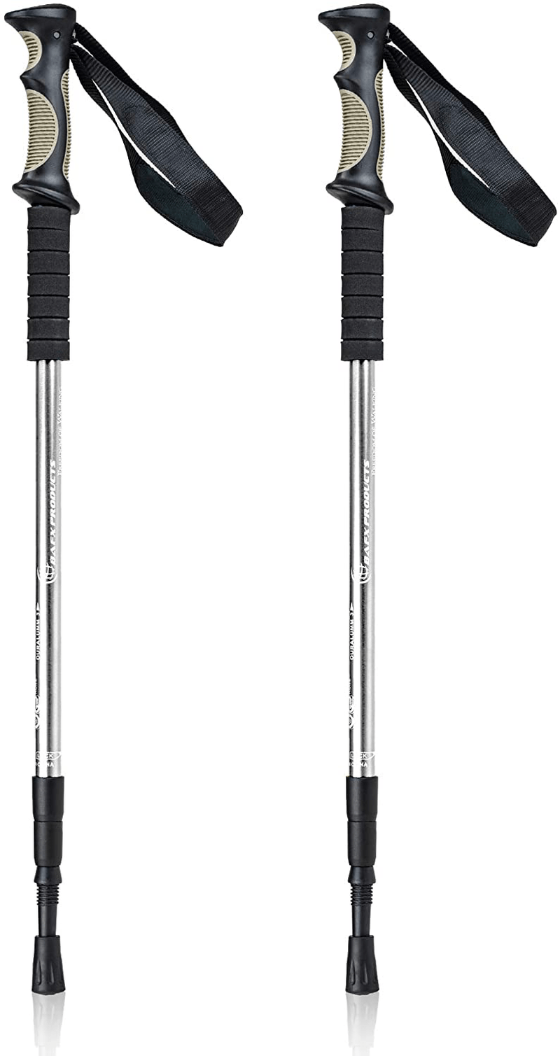 Trekking Walking Hiking Poles Adjustable for All Heights, Durable & Lightweight Aluminum by BAFX Products Sporting Goods > Outdoor Recreation > Camping & Hiking > Hiking Poles Bafx Products Silver  