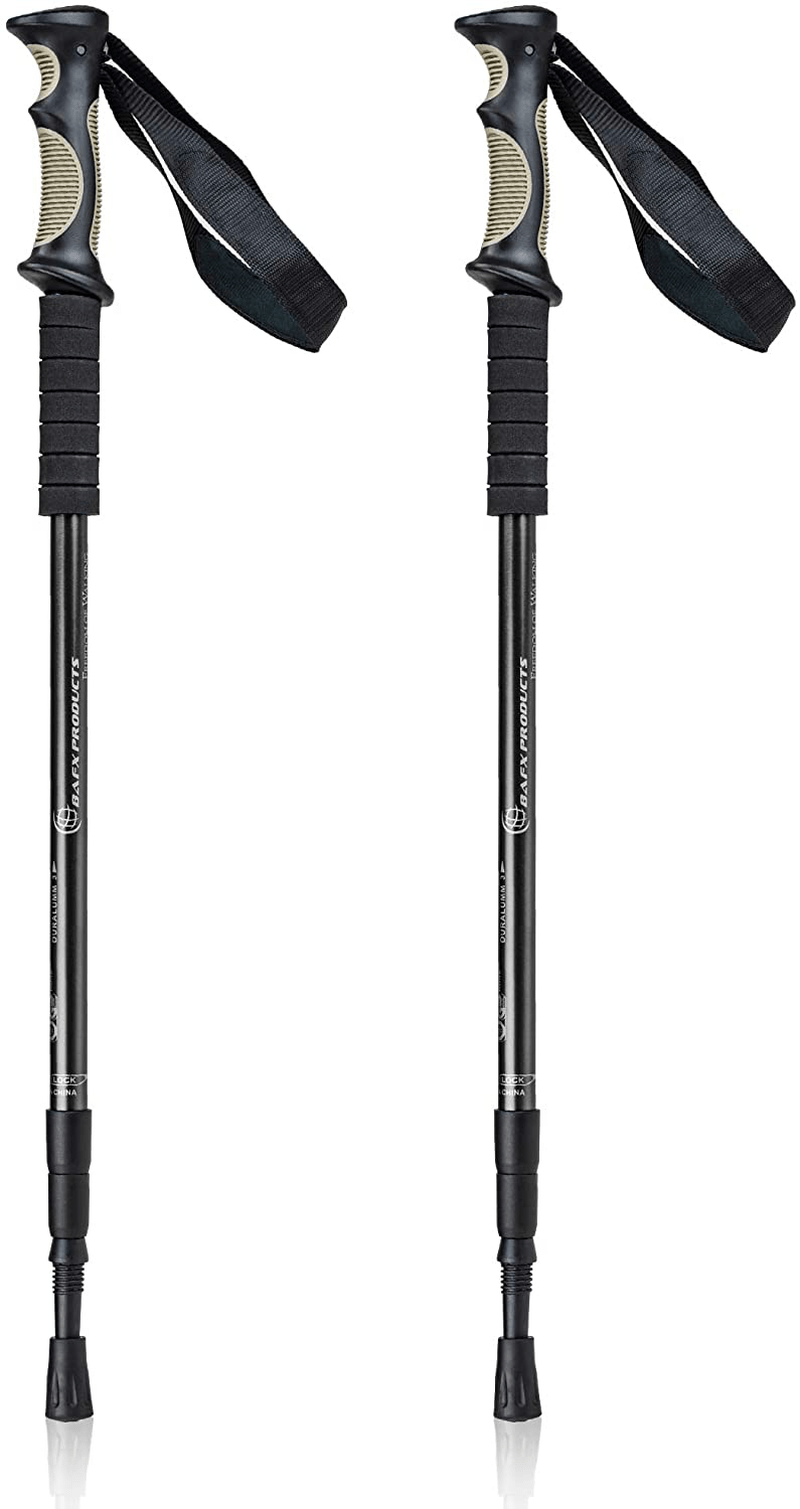 Trekking Walking Hiking Poles Adjustable for All Heights, Durable & Lightweight Aluminum by BAFX Products Sporting Goods > Outdoor Recreation > Camping & Hiking > Hiking Poles Bafx Products Black  