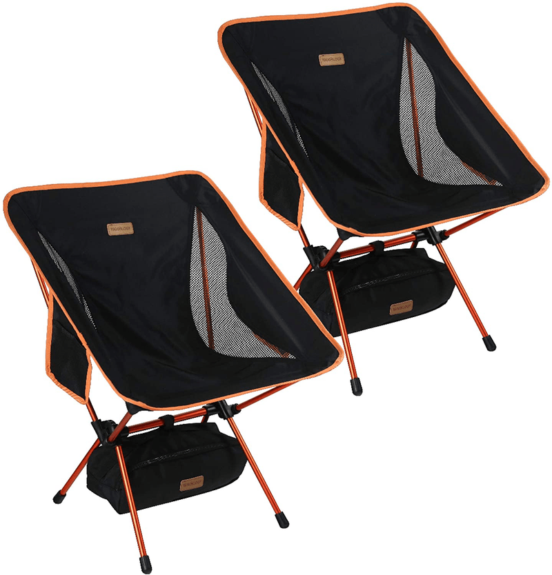 Trekology 2Pc YIZI GO Portable Camping Chairs Two Pack, Compact Ultralight Folding Backpacking Chairs, Small Collapsible Foldable Packable Lightweight Backpack Chair for Outdoor, Camp, Picnic, Hiking
