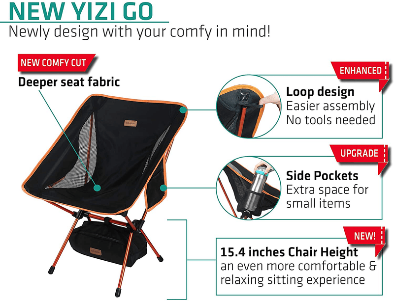 Trekology 2Pc YIZI GO Portable Camping Chairs Two Pack, Compact Ultralight Folding Backpacking Chairs, Small Collapsible Foldable Packable Lightweight Backpack Chair for Outdoor, Camp, Picnic, Hiking Sporting Goods > Outdoor Recreation > Camping & Hiking > Camp Furniture TREKOLOGY   