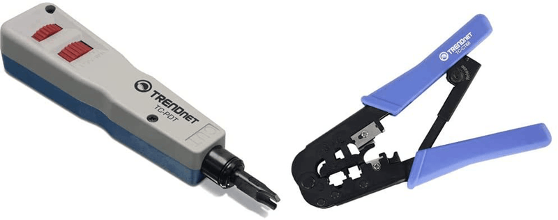 TRENDnet Punch Down Tool With 110 And Krone Blade, Insert & Cut Terminations In One Operation, Precision Blades Are Interchangeable & Reversible, Network Punch Tool, Grey, TC-PDT Electronics > Networking > Modem Accessories TRENDnet Punch Down Tool + Crimping Tool  