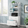 Tribesigns 2 Drawer File Cabinet with Bookshelf, Modern Vertical Filing Cabinet for Letter/Legal/A4 Size File, Large Printer Stand with Open Storage Shelves for Home Office, Black Home & Garden > Household Supplies > Storage & Organization Tribesigns White  