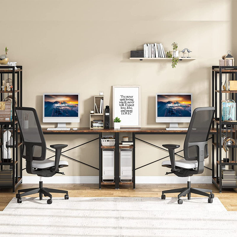 Tribesigns 55" Computer Desk with Reversible Shelves,67" Corner Desk with 6-Tier Storage Bookshelf, Writing Table Workstation, Study Desk for Home Office, Rustic Brown Home & Garden > Household Supplies > Storage & Organization Tribesigns   