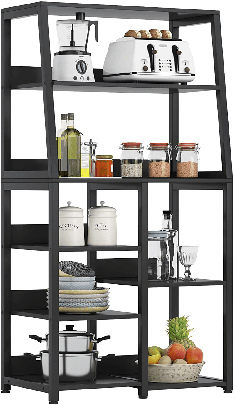 Tribesigns 8-Tier Baker'S Rack with Storage Shelves, Free Standing Microwave Oven Stand Spice Rack for Kitchen, Utility Storage Shelf Organizer for Home Home & Garden > Kitchen & Dining > Food Storage Tribesigns All Black  