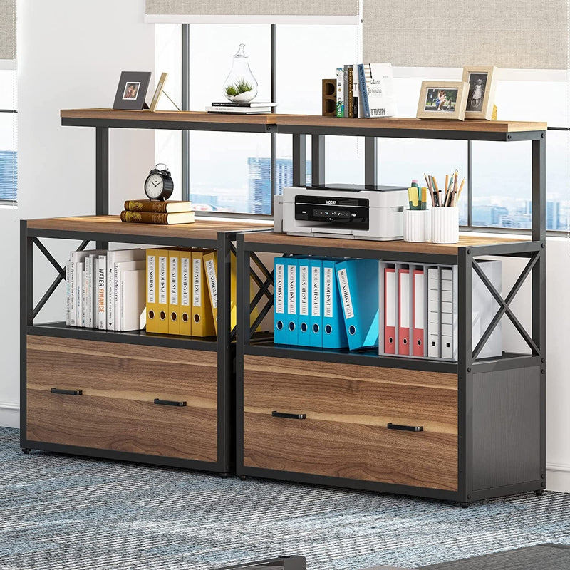 Tribesigns Lateral File Cabinet Modern Filing Cabinet with 1 Large Drawer, Printer Stand with 3 Open Storage Shelves for Home Office Home & Garden > Household Supplies > Storage & Organization Tribesigns   