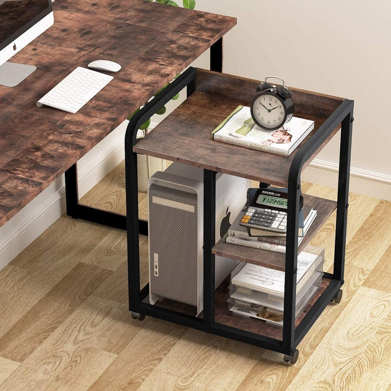 Tribesigns Mobile Printer Stand with Storage Shelves, 3-Shelf Rolling Printer Cart under Desk, Machine Stand with Wheels for Home Office(Vintage Brown) Home & Garden > Household Supplies > Storage & Organization Tribesigns   