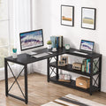 Tribesigns Reversible Modern L-Shaped Desk with Storage Shelves, Corner Computer Desk PC Laptop Study Table Workstation for Home Office Small Space (Gold, 53") Home & Garden > Household Supplies > Storage & Organization Tribesigns Black 53" 