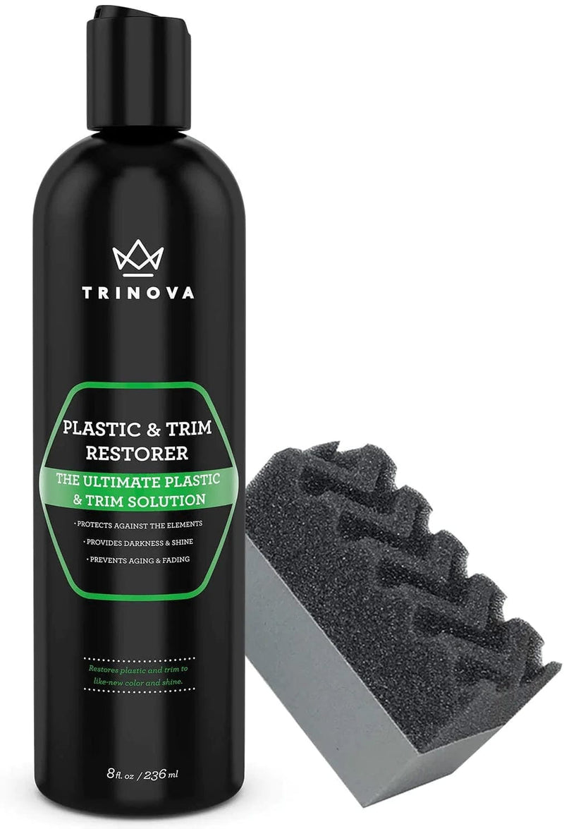 TriNova Plastic & Trim Restorer - Shines & Darkens Worn Out Plastic, Vinyl & Rubber Surfaces - Protects Cars & Motorcycles from Rain, Salt & Dirt - Prevent Fading - 8 OZ  TriNova Default Title  