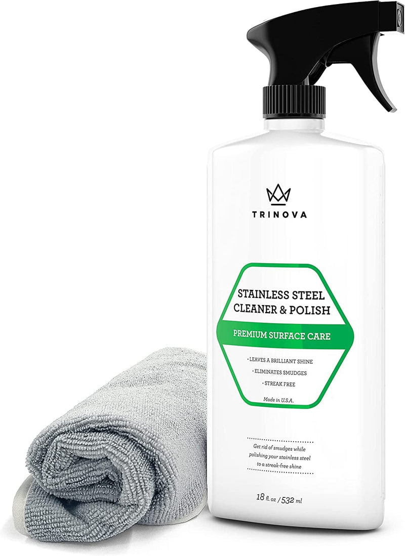 Trinova Premium Stainless Steel Cleaner and Polish - for Commercial Refrigerators with Microfiber Cleaning Cloth. Cleaning Spray for Appliances, Fridge, Microwave Oven, Kitchen. 18Oz Home & Garden > Household Supplies > Household Cleaning Supplies TriNova   