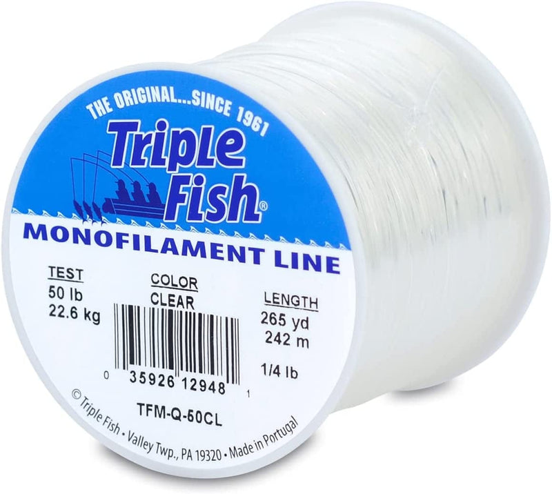 Triple Fish Monofilament Line Sporting Goods > Outdoor Recreation > Fishing > Fishing Lines & Leaders Triple Fish Clear 50 Lb Test / 1/4 Lb Spool 