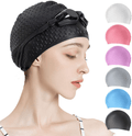 Tripsky Silicone Swim Cap,Comfortable Bathing Cap Ideal for Curly Short Medium Long Hair, Swimming Cap for Women and Men, Shower Caps Keep Hairstyle Unchanged Sporting Goods > Outdoor Recreation > Boating & Water Sports > Swimming > Swim Caps Tripsky black  