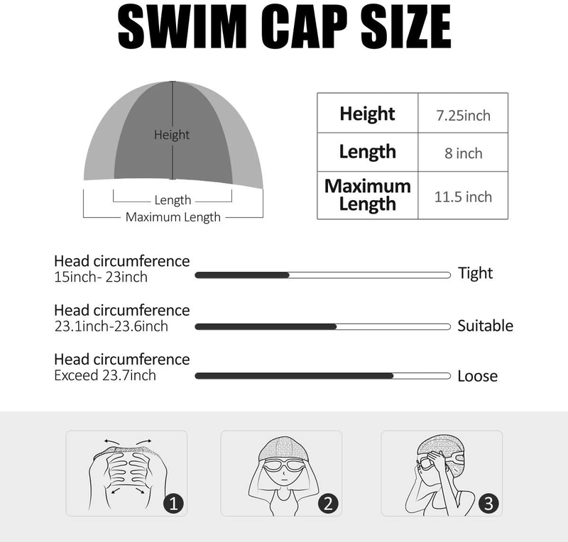 Tripsky Silicone Swim Cap,Comfortable Bathing Cap Ideal for Curly Short Medium Long Hair, Swimming Cap for Women and Men, Shower Caps Keep Hairstyle Unchanged Sporting Goods > Outdoor Recreation > Boating & Water Sports > Swimming > Swim Caps Tripsky   