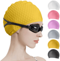 Tripsky Silicone Swim Cap,Comfortable Bathing Cap Ideal for Curly Short Medium Long Hair, Swimming Cap for Women and Men, Shower Caps Keep Hairstyle Unchanged Sporting Goods > Outdoor Recreation > Boating & Water Sports > Swimming > Swim Caps Tripsky yellow  