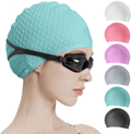 Tripsky Silicone Swim Cap,Comfortable Bathing Cap Ideal for Curly Short Medium Long Hair, Swimming Cap for Women and Men, Shower Caps Keep Hairstyle Unchanged Sporting Goods > Outdoor Recreation > Boating & Water Sports > Swimming > Swim Caps Tripsky Green  