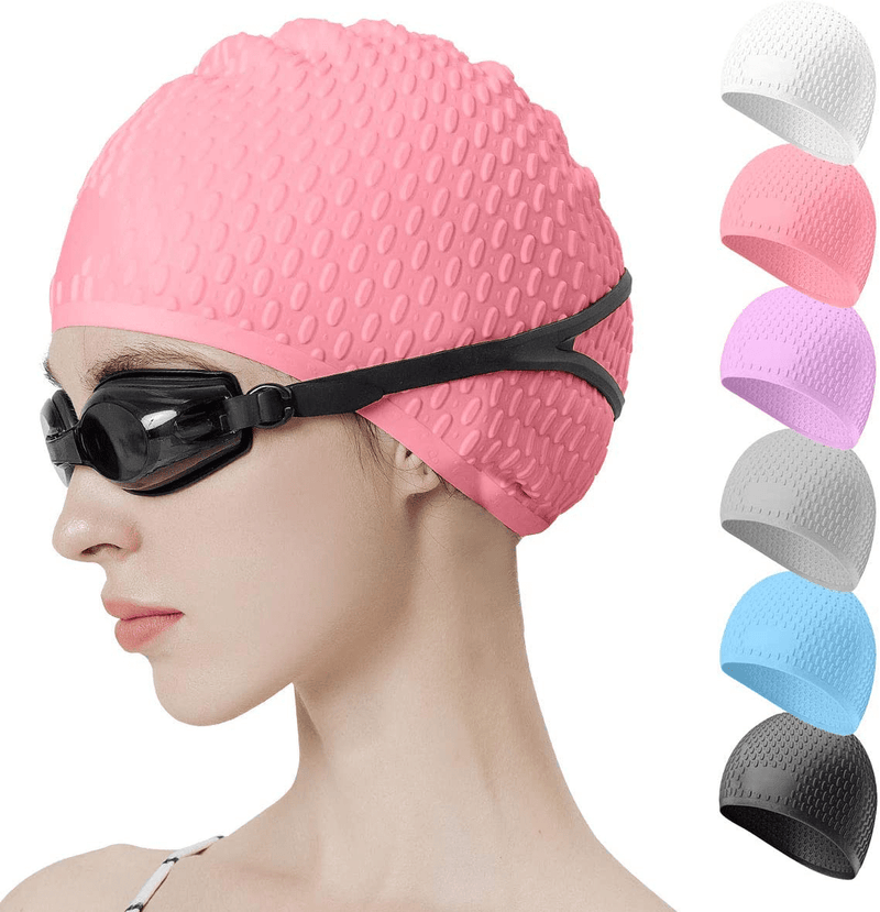 Tripsky Silicone Swim Cap,Comfortable Bathing Cap Ideal for Curly Short Medium Long Hair, Swimming Cap for Women and Men, Shower Caps Keep Hairstyle Unchanged Sporting Goods > Outdoor Recreation > Boating & Water Sports > Swimming > Swim Caps Tripsky light pink  