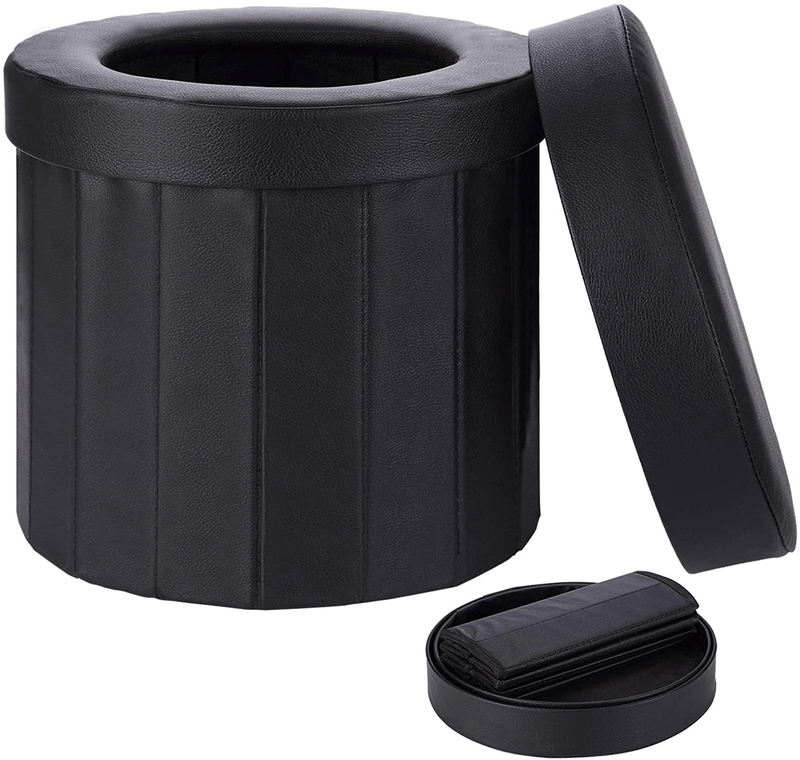 TRIPTIPS Portable Folding Toilet Car Commode Camping Toilet Car Toilet and Storage Stool for Camping, Hiking, Trips, Traffic Jam Sporting Goods > Outdoor Recreation > Camping & Hiking > Portable Toilets & Showers TRIPTIPS Black  